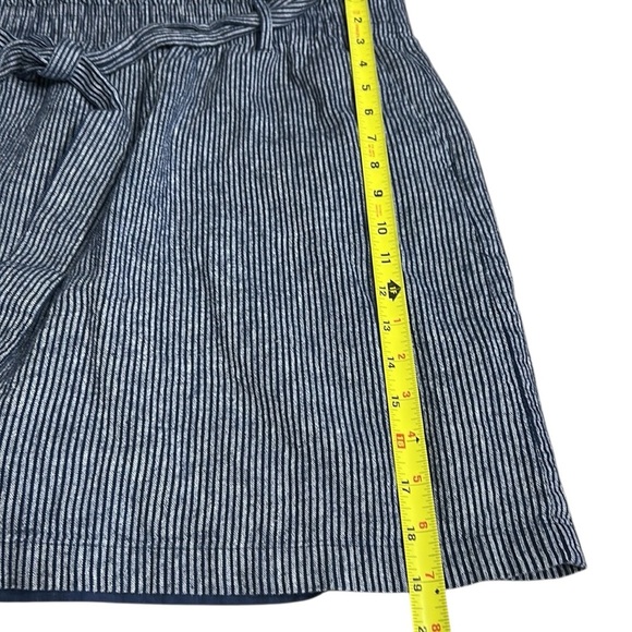 J.Crew skirt XL, linen cotton paper bag mini skirt,navy,white striped,belted - Picture 8 of 13